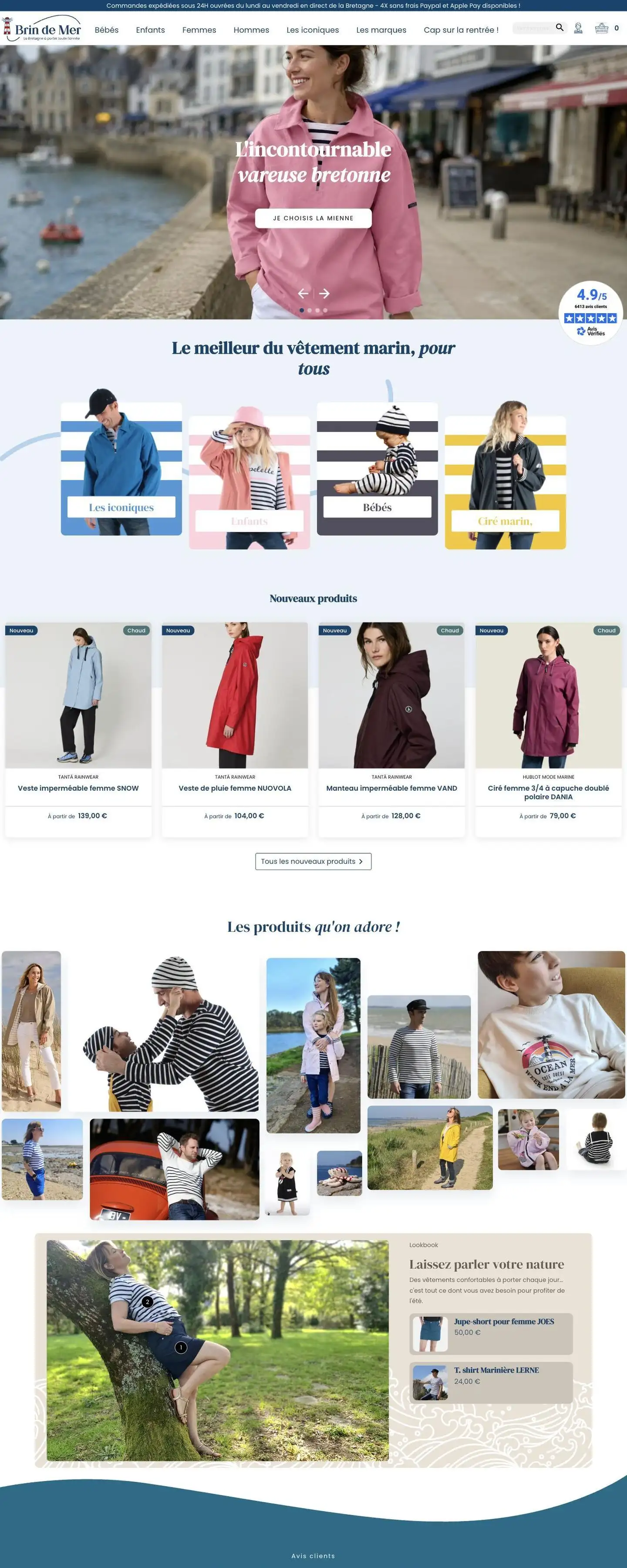 Page d'accueil du site Brin de mer