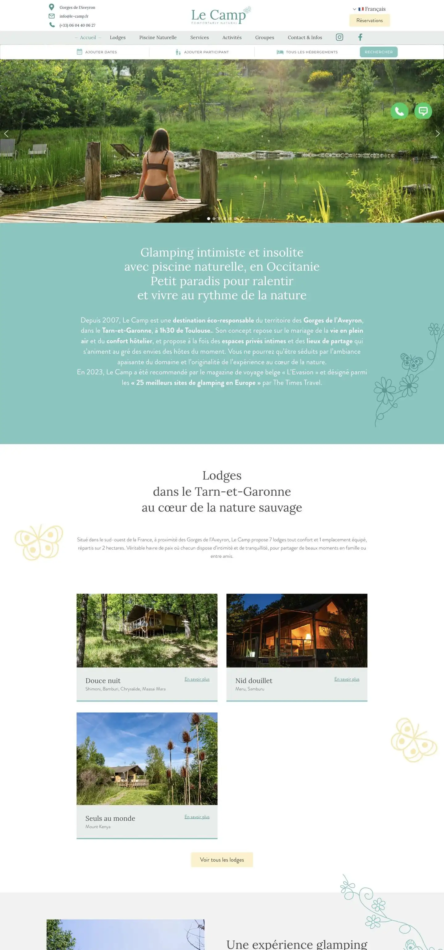 Page d'accueil du site Le Camp