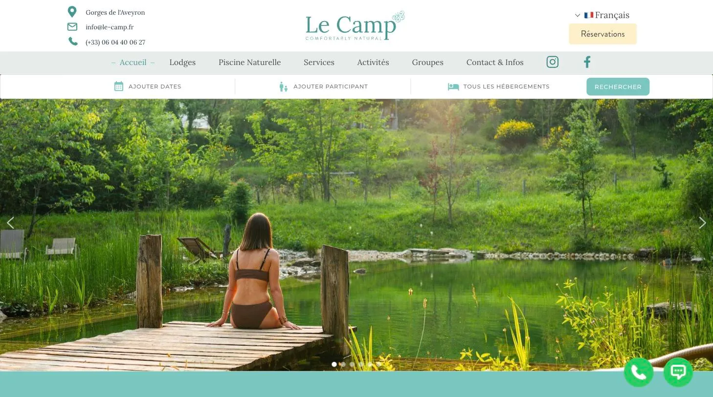 Page d'accueil du site Le Camp