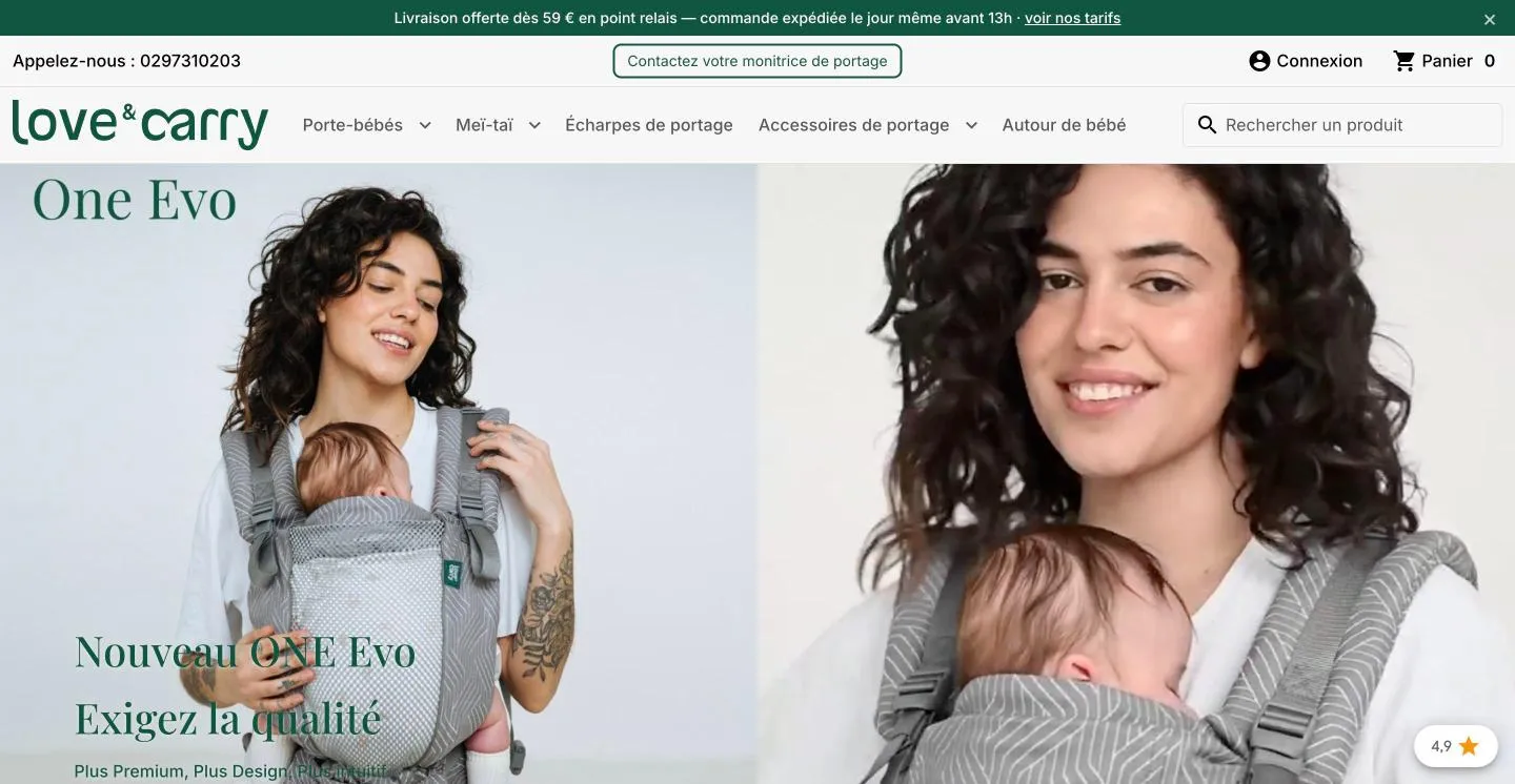 Page d'accueil du site Love and Carry