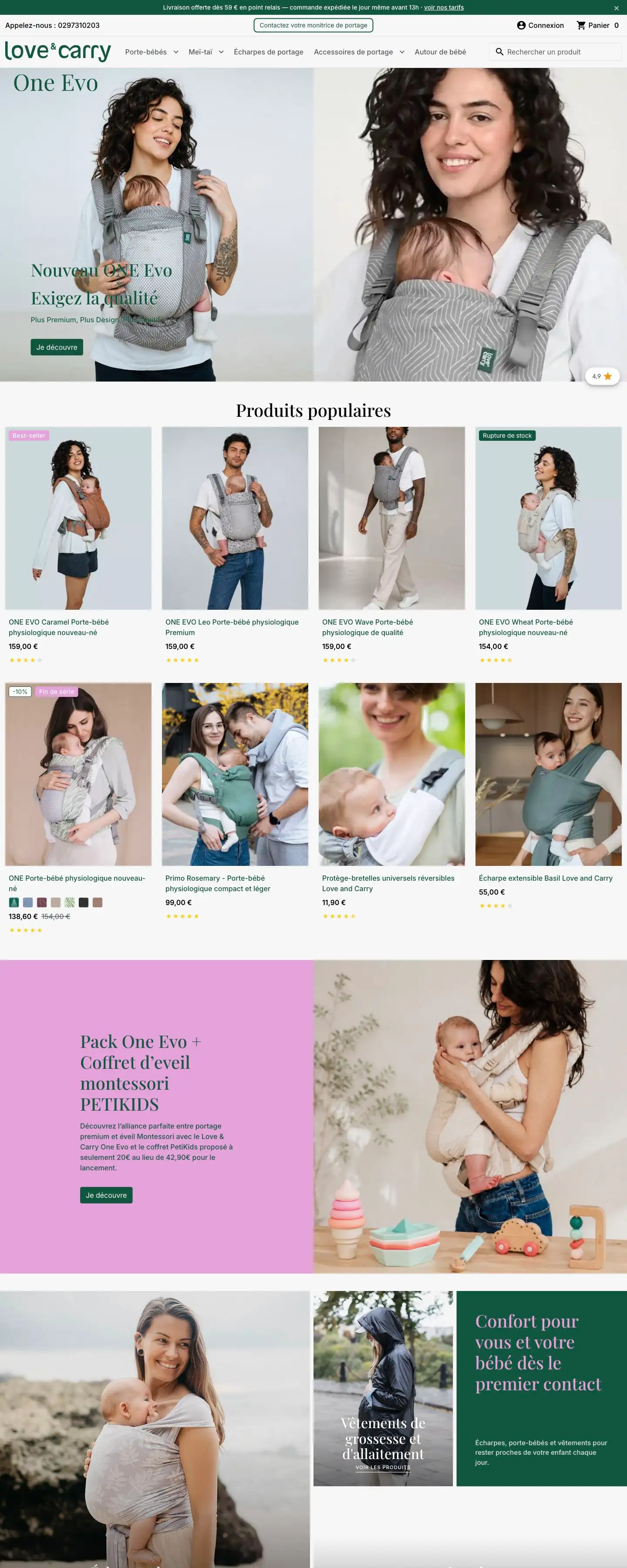 Page d'accueil du site Love and Carry