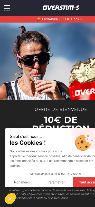 Version mobile du site Overstim.s